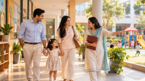 Parents discussing pre primary admission with a counsellor at GIIS Bannerghatta Road