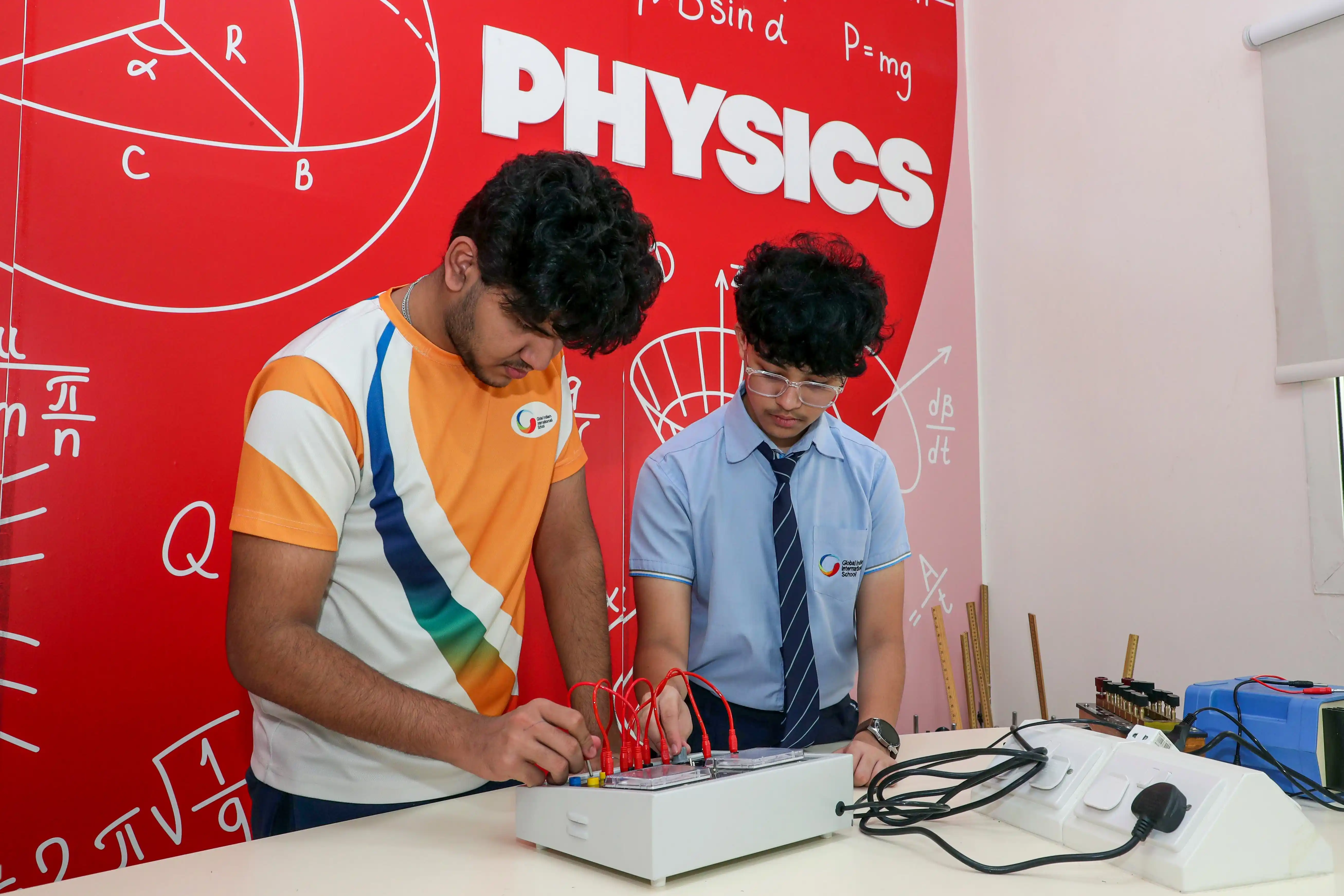 Students working on physics project