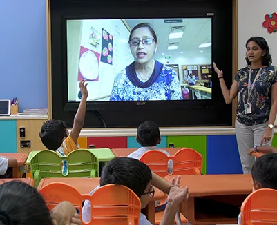 Students learning at Global Indian International School Singapore campus