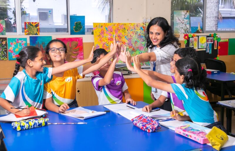 GIIS EC students during an arts session with Ms. Madhavi Yelnurkar, GIIS East Coast Campus Visual Arts teacher